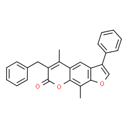 6-benzyl-5,9-dimethyl-3-phenylfuro[3,2-g]chromen-7-one结构式