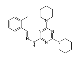 N-[(E)-(2-methylphenyl)methylideneamino]-4,6-di(piperidin-1-yl)-1,3,5-triazin-2-amine Structure