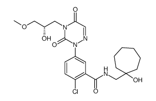 2-chloro-N-(1-hydroxy-cycloheptylmethyl)-5-[4-(2-hydroxy-3-methoxy-propyl)-3,5-dioxo-4,5-dihydro-3H-[1,2,4]triazin-2-yl]-benzamide结构式
