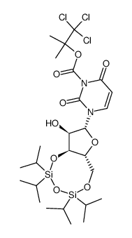 N3-[(2,2,2-trichloro-1,1-dimethylethoxy)carbonyl]-3',5'-O-(1,1,3,3-tetraisopropyldisiloxane-1,3-diyl)uridine结构式
