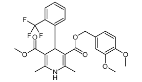5-(3-(3',4'-二甲氧基苄基)-1,4-二氢-2,6-二甲基-5-(2'-三氟甲基)苯基-3,5-吡啶二甲酸甲酯结构式