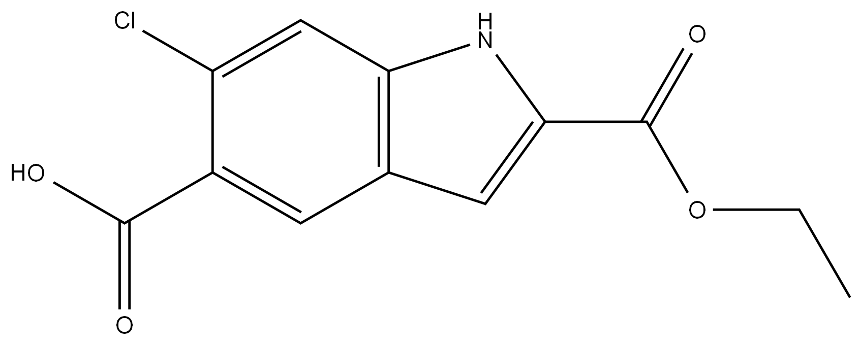 1H-Indole-2,5-dicarboxylic acid, 6-chloro-, 2-ethyl ester Structure