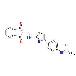 N-[4-(2-{[(1,3-Dioxo-1,3-dihydro-2H-inden-2-ylidene)methyl]amino}-1,3-thiazol-4-yl)phenyl]acetamide结构式