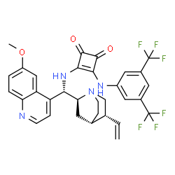 3-[[3,5-Bis(trifluoromethyl)phenyl]amino]-4-[[(8α,9S)-6'-methoxycinchonan-9-yl]amino]-3-cyclobutene-1,2-dione Structure