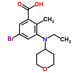 5-Bromo-3-(ethyl(tetrahydro-2H-pyran-4-yl)amino)-2-methylbenzoic acid structure