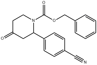 1-Piperidinecarboxylic acid, 2-(4-cyanophenyl)-4-oxo-, phenylmethyl ester结构式