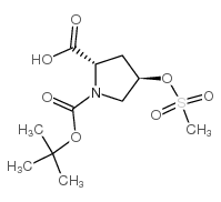 (2S,4R)-1-(TERT-BUTOXYCARBONYL)-4-((METHYLSULFONYL)OXY)PYRROLIDINE-2-CARBOXYLIC ACID structure