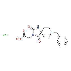 2-(8-Benzyl-2,4-dioxo-1,3,8-triazaspiro[4.5]decan-3-yl)acetic acid hydrochloride structure