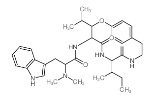 1H-Indole-3-propanamide,R-(dimethylamino)- N-[(3R,4S,7S)-3-(1-methylethyl)-7-[(1R)-1- methylpropyl]-5,8-dioxo-2-oxa-6,9- diazabicyclo[10.2.2]hexadeca-10,12,14,15- tetraen-4-yl]-,(RS)-结构式