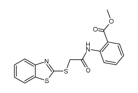 2-(2-benzothiazol-2-ylsulfanyl-acetylamino)-benzoic acid methyl ester Structure