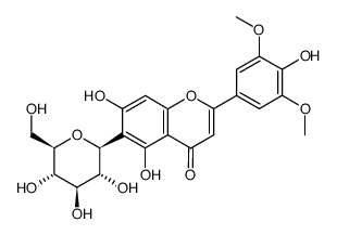 6-(β-D-Glucopyranosyl)-5,7-dihydroxy-2-(4-hydroxy-3,5-dimethoxyphenyl)-4H-1-benzopyran-4-one structure