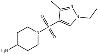 1-[(1-ethyl-3-methyl-1H-pyrazol-4-yl)sulfonyl]piperidin-4-amine结构式