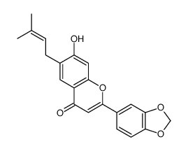 2-(1,3-benzodioxol-5-yl)-7-hydroxy-6-(3-methylbut-2-enyl)chromen-4-one Structure