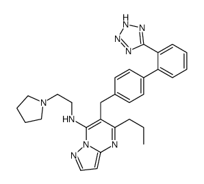 5-Propyl-N-(2-(1-pyrrolidinyl)ethyl)-6-((2'-(1H-tetrazol-5-yl)(1,1'- biphenyl)-4-yl)methyl) pyrazolo(1,5-a)pyrimidin-7-amine Structure