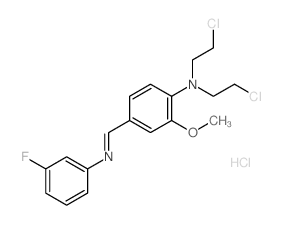 Benzenamine,N,N-bis(2-chloroethyl)-4-[[(3-fluorophenyl)imino]methyl]-2-methoxy-,hydrochloride (1:1)结构式