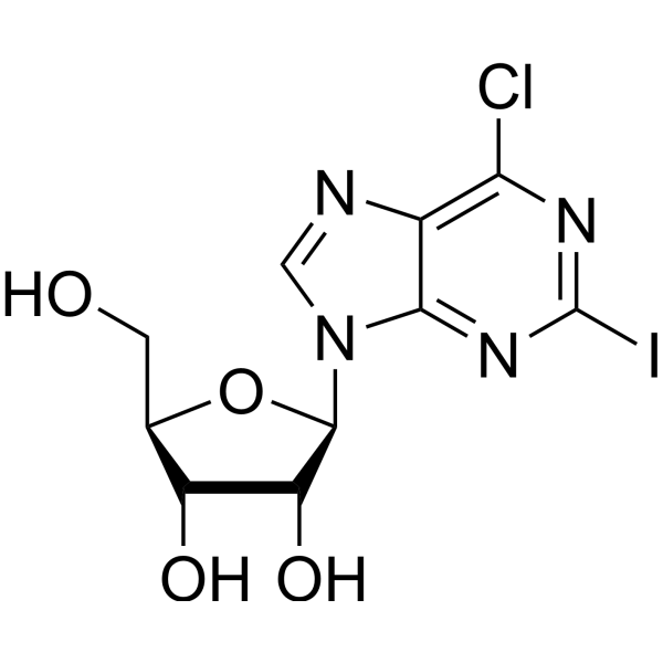 (2S,3R,4S,5R)-2-((6-CHLORO-2-IODO-9H-PURIN-9-YL)OXY)-5-(HYDROXYMETHYL)TETRAHYDROFURAN-3,4-DIOL Structure