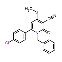 1-Benzyl-6-(4-chlorophenyl)-4-(methylsulfanyl)-2-oxo-1,2-dihydro-3-pyridinecarbonitrile结构式