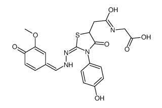 2-[[2-[3-(4-hydroxyphenyl)-2-[(3-methoxy-4-oxocyclohexa-2,5-dien-1-ylidene)methylhydrazinylidene]-4-oxo-1,3-thiazolidin-5-yl]acetyl]amino]acetic acid Structure