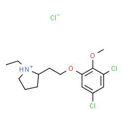 (+)-2-[2-(3,5-dichloro-2-methoxyphenoxy)ethyl]-1-ethylpyrrolidinium hydrochloride结构式