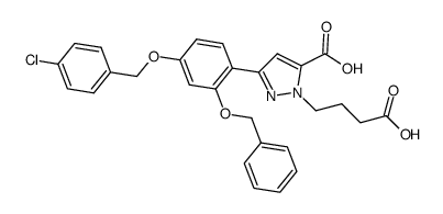 3-(4-(4-chlorobenzyloxy)-2-(benzyloxy)phenyl)-1-(3-carboxypropyl)-1H-pyrazole-5-carboxylic acid结构式