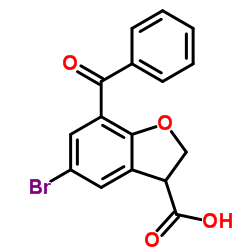 7-Benzoyl-5-bromo-2,3-dihydro-1-benzofuran-3-carboxylic acid结构式