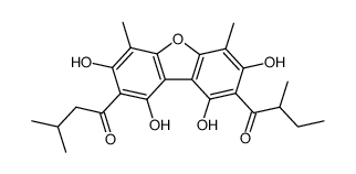 1,1'-(1,3,7,9-tetrahydroxy-4,6-dimethyldibenzofuran-2,8-diyl)-2,3'-dimethylbutan-1-one Structure