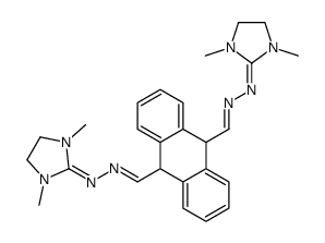 (E)-N-[(E)-[10-[(E)-[(1,3-dimethylimidazolidin-2-ylidene)hydrazinylidene]methyl]-9,10-dihydroanthracen-9-yl]methylideneamino]-1,3-dimethylimidazolidin-2-imine Structure