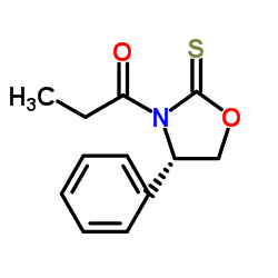 1-[(4S)-4-phenyl-2-thioxo-3-oxazolidinyl]-1-Propanone structure