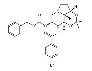 (3aS,3a1R,8S,9R,9aR)-8-(((benzyloxy)carbonyl)oxy)-2,2-dimethyloctahydro-[1,3]dioxino[4,5,6-hi]indolizin-9-yl 4-bromobenzoate Structure