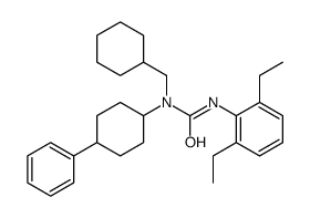 1-(cyclohexylmethyl)-3-(2,6-diethylphenyl)-1-(4-phenylcyclohexyl)urea structure