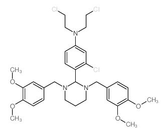 4-[1,3-bis[(3,4-dimethoxyphenyl)methyl]-1,3-diazinan-2-yl]-3-chloro-N,N-bis(2-chloroethyl)aniline structure