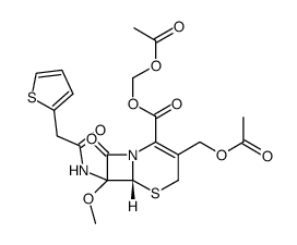 acetoxymethyl 7-methoxy-7-[2-(2-thienyl)acetamido]-3-acetoxymethyl-3-cephem-4-carboxylate Structure