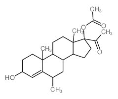 Pregn-4-en-20-one,17-(acetyloxy)-3- hydroxy-6-methyl-,(3â,6R)-结构式