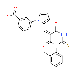 3-(2-{(E)-[1-(2-methylphenyl)-4,6-dioxo-2-thioxotetrahydropyrimidin-5(2H)-ylidene]methyl}-1H-pyrrol-1-yl)benzoic acid结构式