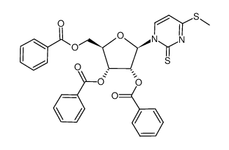 1-(2,3,5-tri-O-benzoyl-β-D-ribofuranosyl)-4-methylsulfanyl-1,2-dihydropyrimidin-2-thione结构式