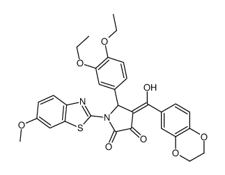 5-(3,4-diethoxyphenyl)-4-[2,3-dihydro-1,4-benzodioxin-6-yl(hydroxy)methylidene]-1-(6-methoxy-1,3-benzothiazol-2-yl)pyrrolidine-2,3-dione Structure