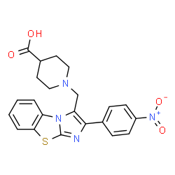 1-[2-(4-NITROPHENYL)BENZO[D]IMIDAZO[2,1-B]-THIAZOL-3-YLMETHYL]PIPERIDINE-4-CARBOXYLICACID Structure