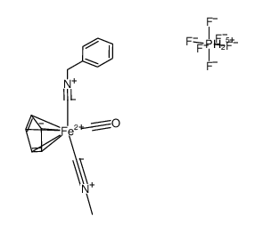 Iron(1+), carbonyl(.eta.5-2,4-cyclopentadien-1-yl)(isocyanomethane)(isocyanomethyl)benzene-, hexafluorophosphate(1-)结构式