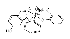 Ni((p-hydroxybenzaldehyde)(2-hydroxyacetophenone)ethylenediamine-2H)(H2O)(acetate)(pyridine) Structure