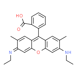 2-[(3E)-6-(Ethylamino)-3-(ethylimino)-2,7-dimethyl-3H-xanthen-9-yl]benzoic acid structure