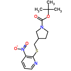 3-(3-Nitro-pyridin-2-ylsulfanylmethyl)-pyrrolidine-1-carboxylic acid tert-butyl ester结构式