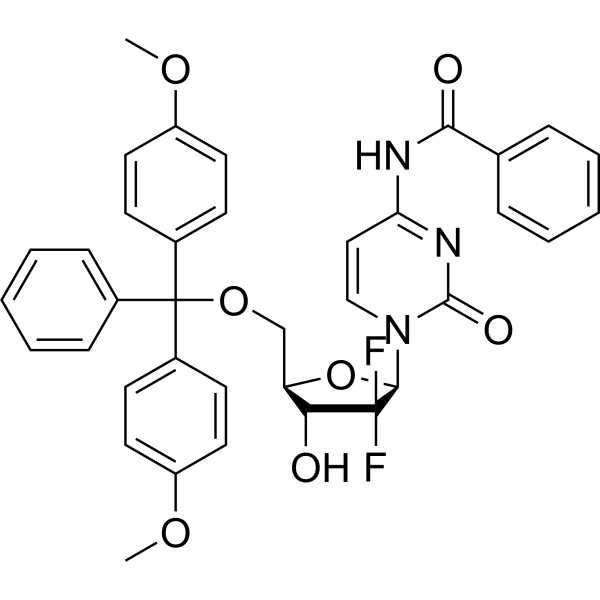 N4-Benzoyl-2'-deoxy-5'-O-DMT-2',2'-difluorocytidine结构式