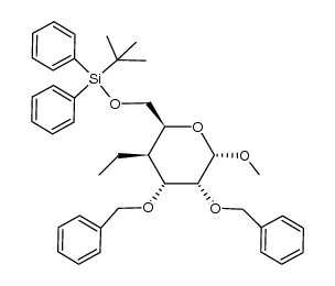 Methyl 2,3-di-O-benzyl-6-O-(tert-butyldiphenylsilyl)-4-deoxy-4-C-ethyl-α-D-gulopyranoside结构式