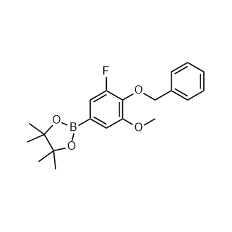 2-(4-(苄氧基)-3-氟-5-甲氧基苯基)-4,4,5,5-四甲基-1,3,2-二氧硼烷结构式