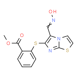 METHYL 2-((5-[(HYDROXYIMINO)METHYL]IMIDAZO[2,1-B][1,3]THIAZOL-6-YL)SULFANYL)BENZENECARBOXYLATE Structure