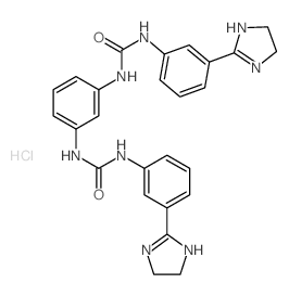 3-[3-(4,5-dihydro-1H-imidazol-2-yl)phenyl]-1-[3-[[3-(4,5-dihydro-1H-imidazol-2-yl)phenyl]carbamoylamino]phenyl]urea structure