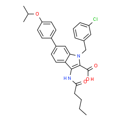 1-(3-Chlorobenzyl)-6-(4-isopropoxyphenyl)-3-[(pentanoyl)amino]indole-2-carboxylic acid picture