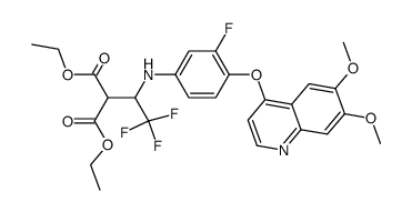 diethyl 2-(1-(4-(6,7-dimethoxyquinolin-4-yloxy)-3-fluorophenylamino)-2,2,2-trifluoroethyl)malonate Structure