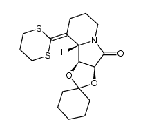 (1S,2R)-1,2-(cyclohexylidenedioxy)-8-[2-(1,3-dithianylidene)]indolizin-3-one Structure