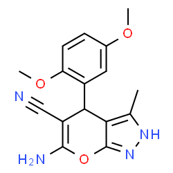 6-amino-4-(2,5-dimethoxyphenyl)-3-methyl-1,4-dihydropyrano[2,3-c]pyrazole-5-carbonitrile Structure